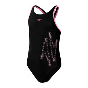 Speedo Girl's Boom Logo Placement Flyback Czarny/Różowy Strój Kąpielowy/Kostium Kąpielowy, Czarny/różowy Taffy, 14 lat - Stroje kąpielowe - miniaturka - grafika 1