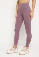 Legginsy - Fioletowe Legginsy Sportowe z Wysokim Stanem Pierra - miniaturka - grafika 1