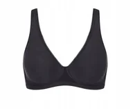 Biustonosze - SLOGGI CZARNY MIĘKKI BAWEŁNIANY BIUSTONOSZ Z DELIKATNĄ LAMÓWKĄ 75C J7A - miniaturka - grafika 1