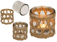 Świeczniki - Kemis - House of Gadgets, Świecznik szklany na tealight trawa morska - miniaturka - grafika 1