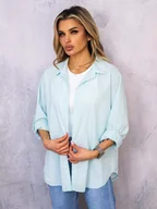 Koszule damskie - KOSZULA OVERSIZE W PASKI- TURKUSOWA - Olika - miniaturka - grafika 1