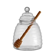 Pojemniki kuchenne - Pojemnik na miód 500 ml/6,9 uncji z czerpakiem, szklany słoik na miód i zestaw czerpaków, dozownik miodu, pojemnik na miód w kształcie ula do przech.. - miniaturka - grafika 1