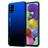 Etui i futerały do telefonów - Etui Cadorabo do Samsung Galaxy A51 5G w kolorze NIEBIESKIM - CZARNYM Dwukolorowe etui ochronne wykonane ze szkła hartowanego i silikonowej nakładki TPU na telefon komórkowy - miniaturka - grafika 1