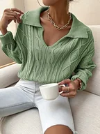 Swetry damskie - ZOMTOON Damski sweter z kołnierzem z dzianiny dla kobiet (kolor: miętowo-zielony, rozmiar: mały) - miniaturka - grafika 1