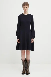 Lacoste sukienka wełniana kolor granatowy mini rozkloszowana EF4161 - Sukienki - miniaturka - grafika 1