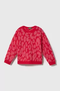 United Colors of Benetton sweter z domieszką wełny dziecięcy kolor różowy lekki - Swetry dla dziewczynek - miniaturka - grafika 1