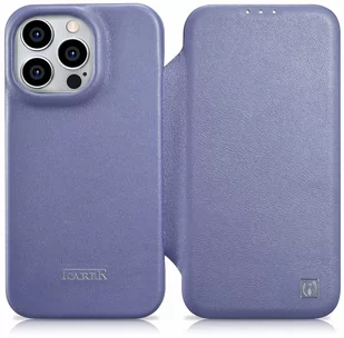 iCarer CE Premium Leather Folio Case skórzane etui iPhone 14 Pro z klapką magnetyczne MagSafe jasnofioletowy (WMI14220714-LP) - Etui i futerały do telefonów - miniaturka - grafika 1