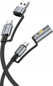 Ładowarki samochodowe - HOCO kabel All-in-one USB A / Typ C do Typ C / Zapalniczka samochodowa 3A 60W U138 1,2 m czarny - miniaturka - grafika 1