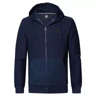Bluzy męskie - Petrol Industries Bluza męska z kapturem i zamkiem błyskawicznym, niebieski (Midnight Navy), L - miniaturka - grafika 1