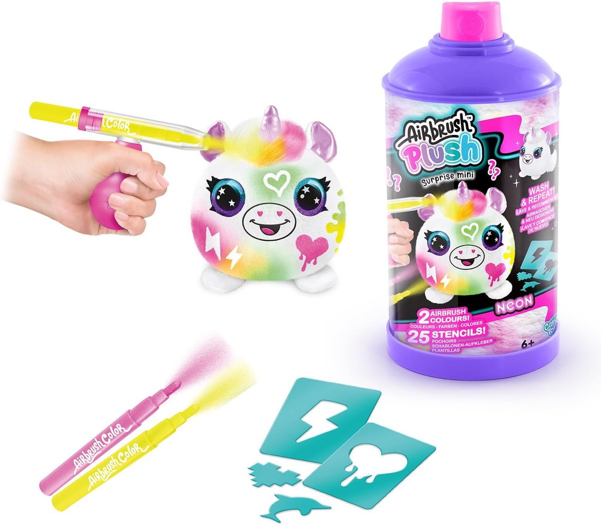 AIRBRUSH PLUSH POKOLORUJ PLUSZAKA JEDNOROŻEC MASKOTKA NEON TUBA