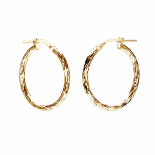 Duże Diamentowane Kolczyki Koła Z Zapięciem : Srebro - Kolor Pokrycia - Pokrycie Żółtym 18K Złotem - Kolczyki - miniaturka - grafika 1