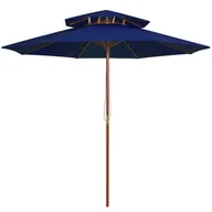 Parasole ogrodowe - vidaXL Parasol ogrodowy z dwupoziomową czaszą, niebieski, 270 cm 313767 - miniaturka - grafika 1