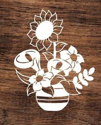 Wazon z kwiatami- wycinanka z kartonu - Zabawki kreatywne - miniaturka - grafika 1