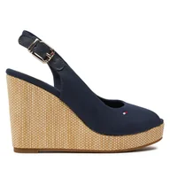 Sandały damskie - Sandały Tommy Hilfiger Iconic Elena Sling Back Wedge FW0FW04789 Granatowy - miniaturka - grafika 1