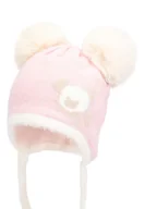 Czapki dla dzieci - Dziewczęca czapka na zimę FANNAR z dwoma pomponami róż - miniaturka - grafika 1
