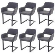 Krzesła - Zestaw 6 krzeseł do jadalni HWC-A50 II, krzesło wspornikowe krzesło kuchenne retro 50s design ~ tkanina, szary - miniaturka - grafika 1