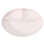 Miseczki i talerzyki dla dzieci - Talerz silikonowy THREE 2 owalny beż - miniaturka - grafika 1