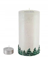 Ozdoby bożonarodzeniowe - Dekoracja świąteczna Affek Design ŚWIECA LAMPION WALEC LAS BIAŁO ZIELONY 240 - miniaturka - grafika 1