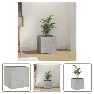 The Living Store Donica - betonowa szarość - 40x40x40 cm - materiał drewnopochodny - Donica - Donice - miniaturka - grafika 1