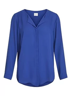Vila Damska koszula High Low z dzielonym kołnierzem, mazarine blue, XXL - Koszule damskie - miniaturka - grafika 1
