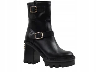 Czarne botki damskie Carinii B9754_-E50 skóra modne eleganckie r.39 - Botki damskie - miniaturka - grafika 1