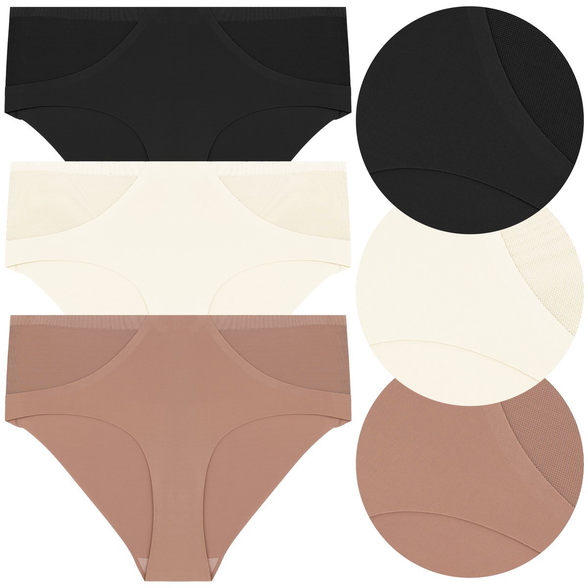 MAJTKI DAMSKIE Bezszwowe FIGI Bikini z siateczką Kobiece MORAJ 3-Pak r. XL