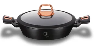 Czarny aluminiowy garnek ze szklaną pokrywą P5-E22 - Garnki - miniaturka - grafika 1