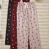 Inne - TEMU 3 Szt. Spodnie Od Piżamy Z Nadrukiem W Kształcie , Elastyczne, Rozciągliwe Spodnie Z Kokardką, Damska Bielizna Nocna - miniaturka - grafika 1