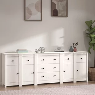 Lumarko Szafka, biała, 230x35x80 cm, lite drewno sosnowe - Szafki do salonu Lumarko Szafka, biała, 230x35x80 cm, lite drewno sosnowe - Szafki do salonu - miniaturka - grafika 1