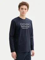 Bluzy męskie - Tom Tailor Denim Longsleeve 1043484 Granatowy Regular Fit - miniaturka - grafika 1