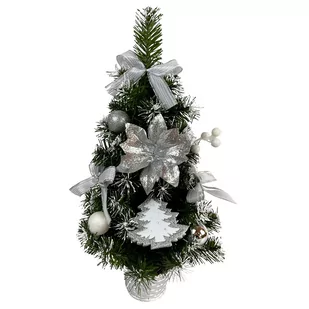 Choinka sztuczne Dekorowana W Doniczce Srebrna 50 cm - Choinki - miniaturka - grafika 1
