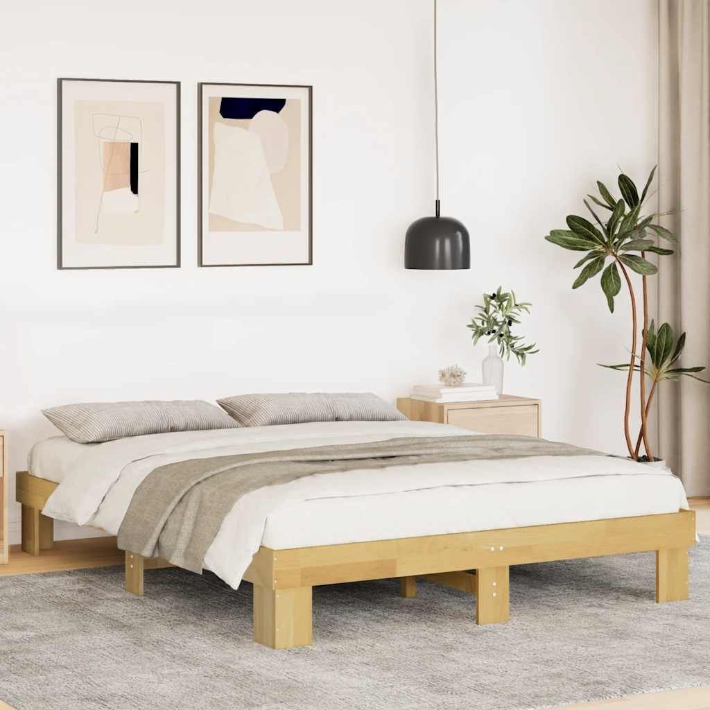 vidaXL Rama łóżka bez materaca 135x190 cm lite drewno dąb