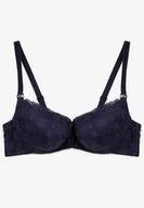 Biustonosze - Granatowy Biustonosz z Efektem Push Up z Delikatną Koronką Xilemia - Renee - miniaturka - grafika 1