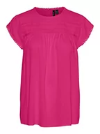 Koszulki i topy damskie - VERO MODA Women's VMDEBBIE Pleat S/L GA NOOS Top, Pink Yarrow, XS, różowy, XS - miniaturka - grafika 1