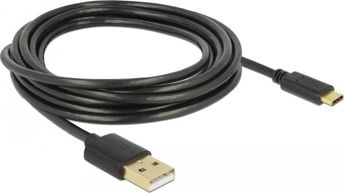 Kabel USB Delock USB-A - USB-C 3 m Czarny 85209