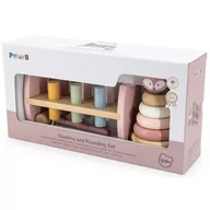 Zabawki interaktywne dla dzieci - Zabawka edukacyjna VIGA PolarB Zestaw Przebijanka i piramidka Lis 44210 - miniaturka - grafika 1