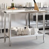 Wózki na żywność - Kuchenny stół roboczy, 110x55x85 cm, stal nierdzewna Lumarko! - miniaturka - grafika 1