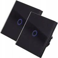 Klawisze i ramki - 2x Dotykowy szklany włącznik światła LED SCHODOWY KRZYŻOWY CZARNY - miniaturka - grafika 1