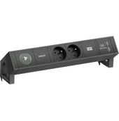 Gniazdka elektryczne - BACHMANN DESK2 1xiotspot 2xUTE 1xUSB Ładowarka 0,2m GST18, RAL9005 - miniaturka - grafika 1