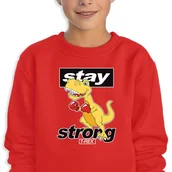 Bluzy dla dziewczynek - Bluza Dziecięca Czerwona T-Rex Stay Strong Wiele Wzorów -164 Cm (14-15) - miniaturka - grafika 1