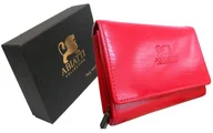 Portfele - Skórzany Portfel Damski Abiatti Czerwony ! - miniaturka - grafika 1
