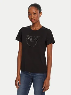 PINKO T-Shirt Quentin 100535 A2RN Czarny Regular Fit - Koszulki i topy damskie - miniaturka - grafika 1
