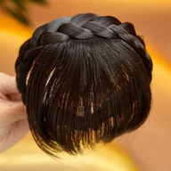 Pozostałe akcesoria fryzjerskie - TEMU Elegancka Opaska z Plecionką i Grzywką dla Kobiet - Wszechstronny Dodatek do Włosów na Co Dzień dla Wszystkich - miniaturka - grafika 1