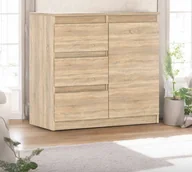 Komody - Komoda Drewniana Agnes 3 Szuflady Do Salonu Młodzieżowa 80cm Dąb Sonoma - miniaturka - grafika 1