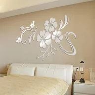 Inne - Eleganckie Kwiatowe 3D Akrylowe Naklejki Ścienne z Lustrem - Zdejmowane Naklejki Artystyczne do Salonu, Sypialni, Przedpokoju - miniaturka - grafika 1