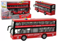 Samochody i pojazdy dla dzieci - Autobus Piętrowy Na Baterie Światła Dźwięki Napęd Frykcyjny Czerwony 1:16 - miniaturka - grafika 1