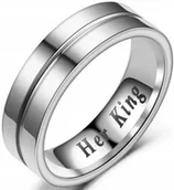 Pierścionki - Srebrny Pierścionek Her King Sygnet Stal Komplet - miniaturka - grafika 1