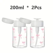 Pozostałe akcesoria kosmetyczne - TEMU 2 szt., Urocze Przezroczyste Butelki Podróżne z Nadrukiem Kokardy Pojemności 3.38oz/6.76oz z Pompką, Idealne do Zmywacza do Paznokci, Toniku i - miniaturka - grafika 1