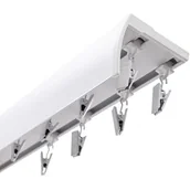 Karnisze - Szyna sufitowa DECASTYL z osłoną ślizgi z żabkami podwójna 150 cm Biały - miniaturka - grafika 1