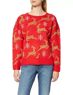 Bluzy damskie - Urban Classics Damska bluza oversized Christmas Sweater, Red/Gold, S - miniaturka - grafika 1